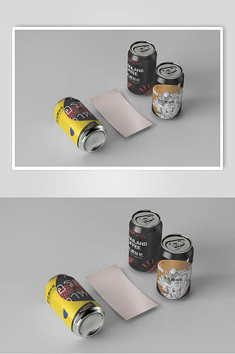 创意设计易拉罐包装智能贴图样机