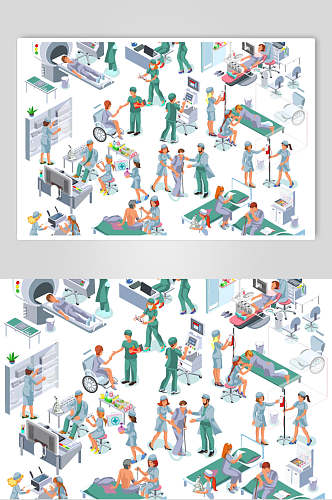 创意医疗商场人物办公素材
