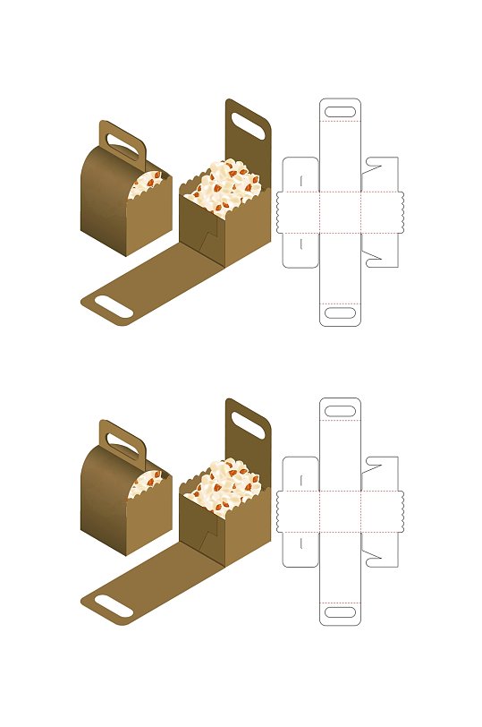蛋糕手提纸箱食物包装矢量图纸