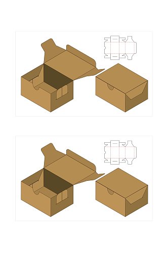 方形立体棕产品包装矢量量图纸