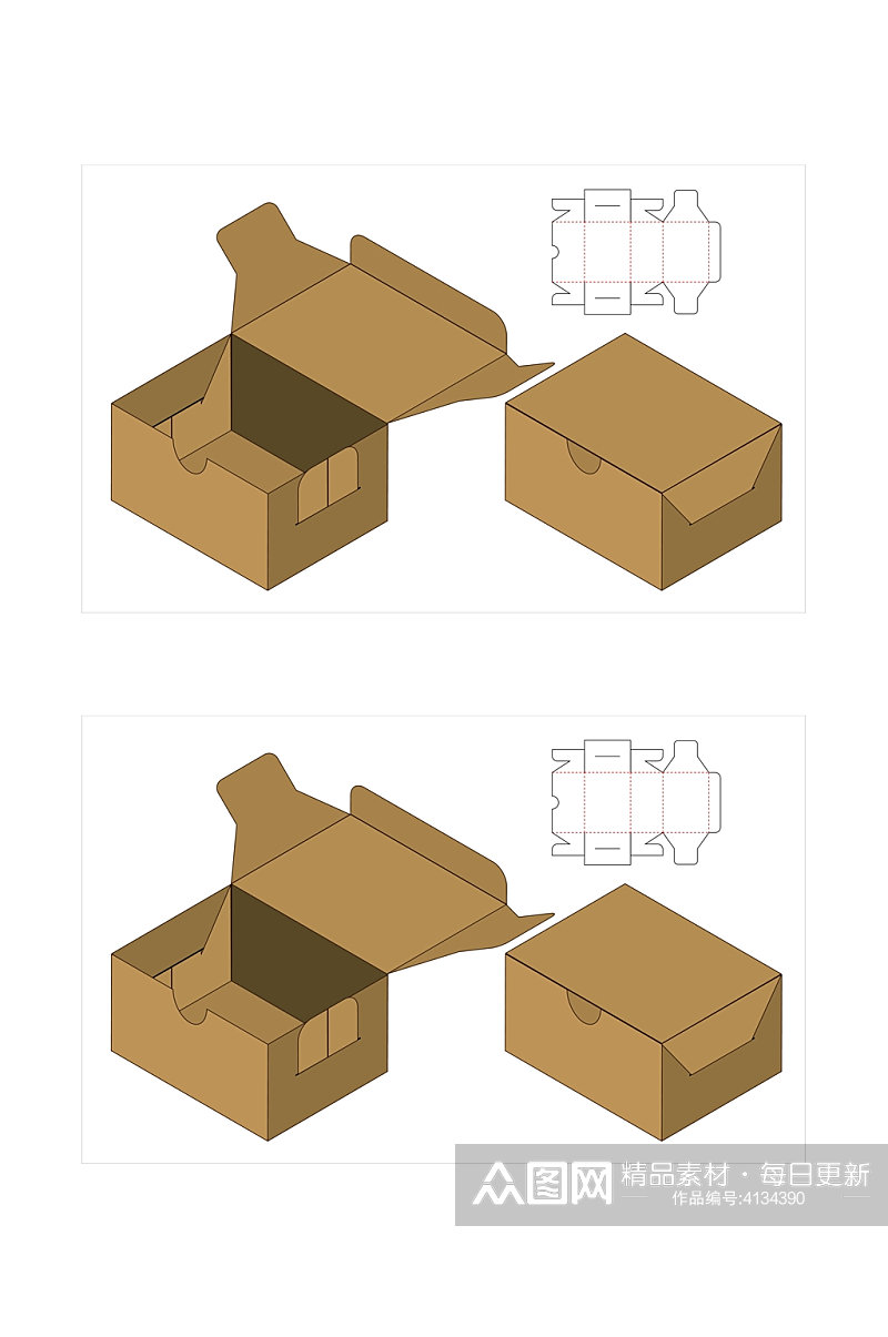 方形立体棕产品包装矢量量图纸素材