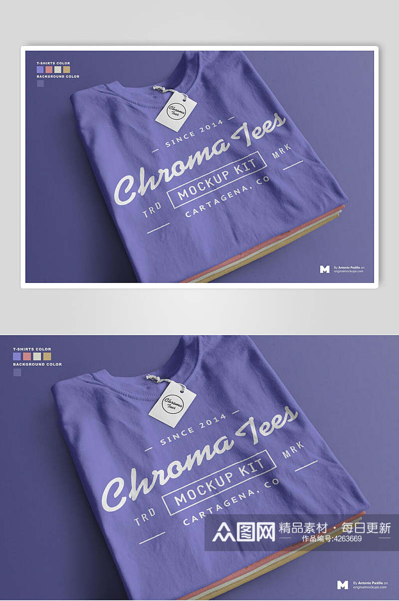 紫色创意时尚简洁T恤服装贴图样机素材