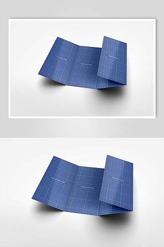 蓝色四折纸折页展示样机