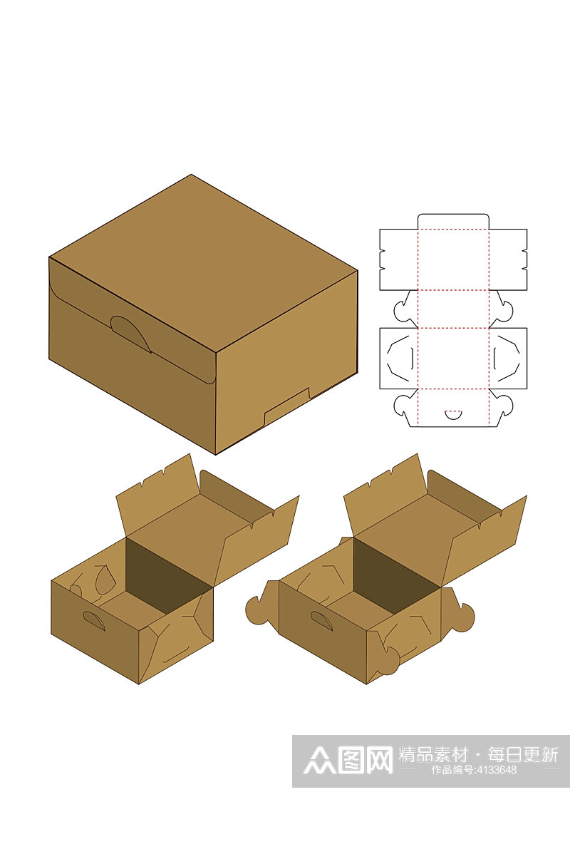 对折虚线各式包装设计矢量图纸素材