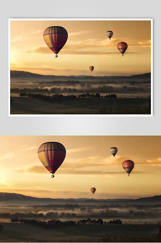 复古热气球风景图片