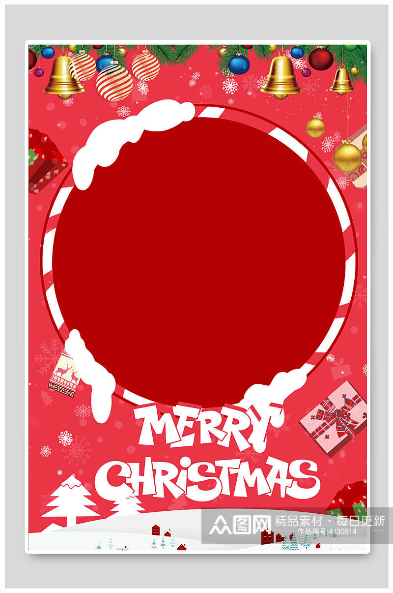 红色礼物铃铛创意圣诞节背景素材