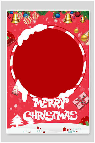 红色礼物铃铛创意圣诞节背景
