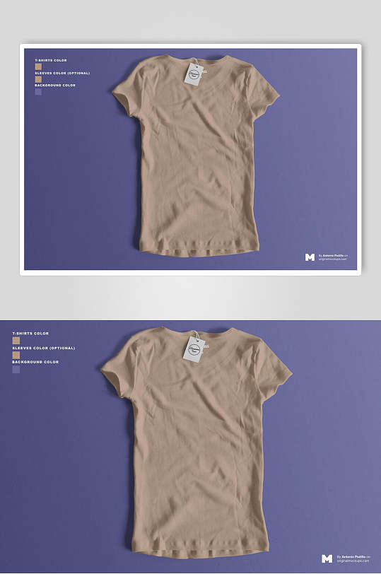 紫色背景简洁T恤服装贴图样机