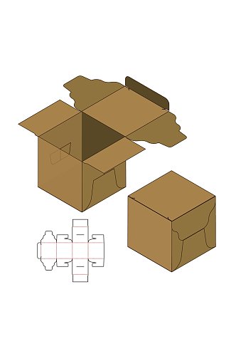 立体方形纸箱产品包装矢量量图纸