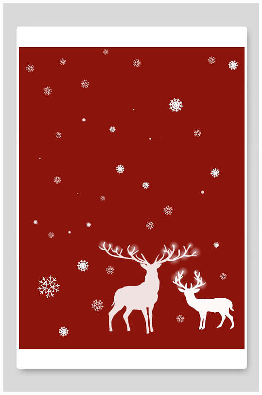 麋鹿雪花飘落红高端时尚圣诞节背景