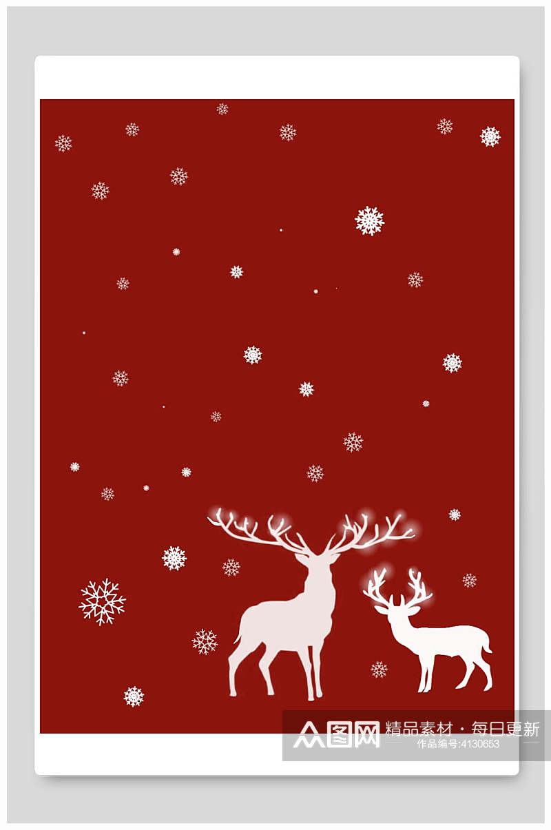 麋鹿雪花飘落红高端时尚圣诞节背景素材