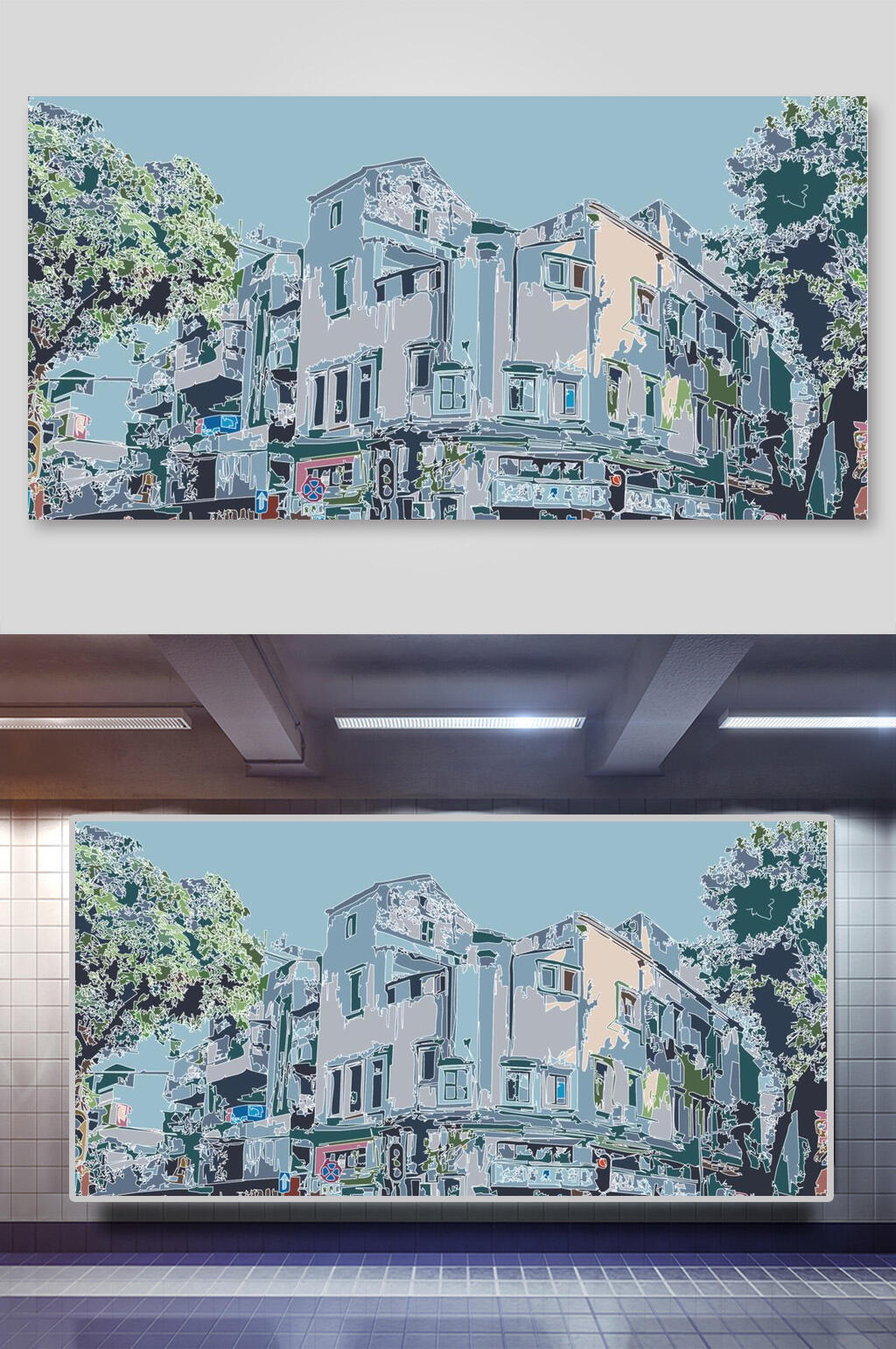 清新手绘建筑矢量插画素材