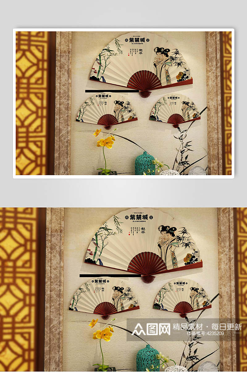 典雅中国风折扇样机素材