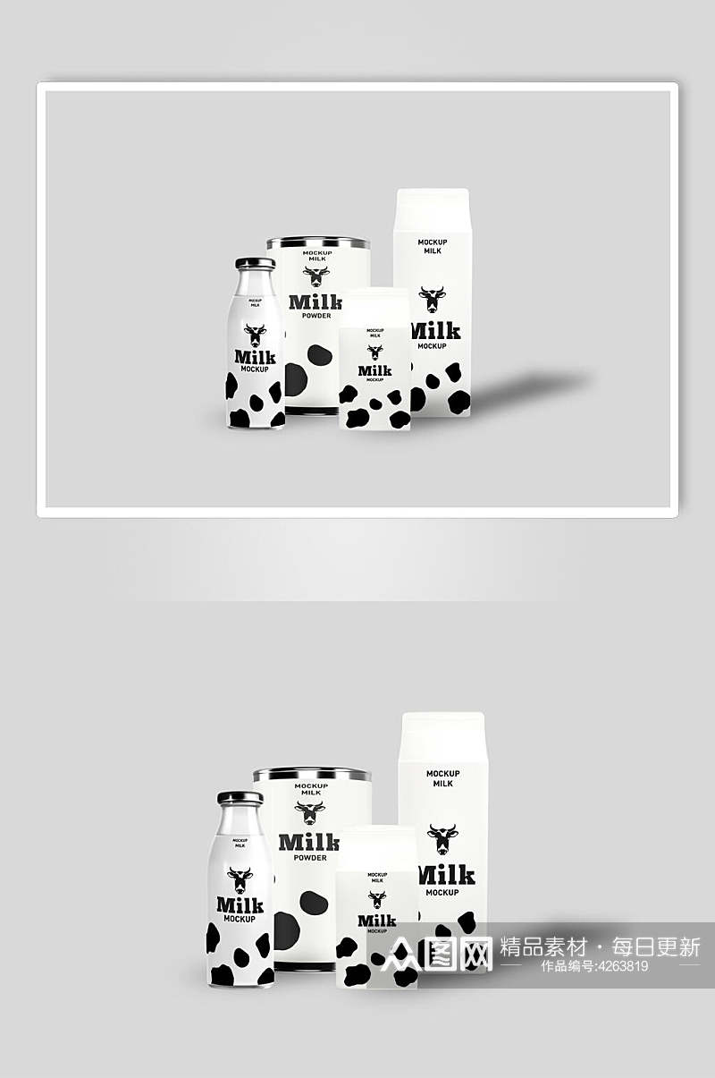 英文字母牛头牛奶包装展示样机素材