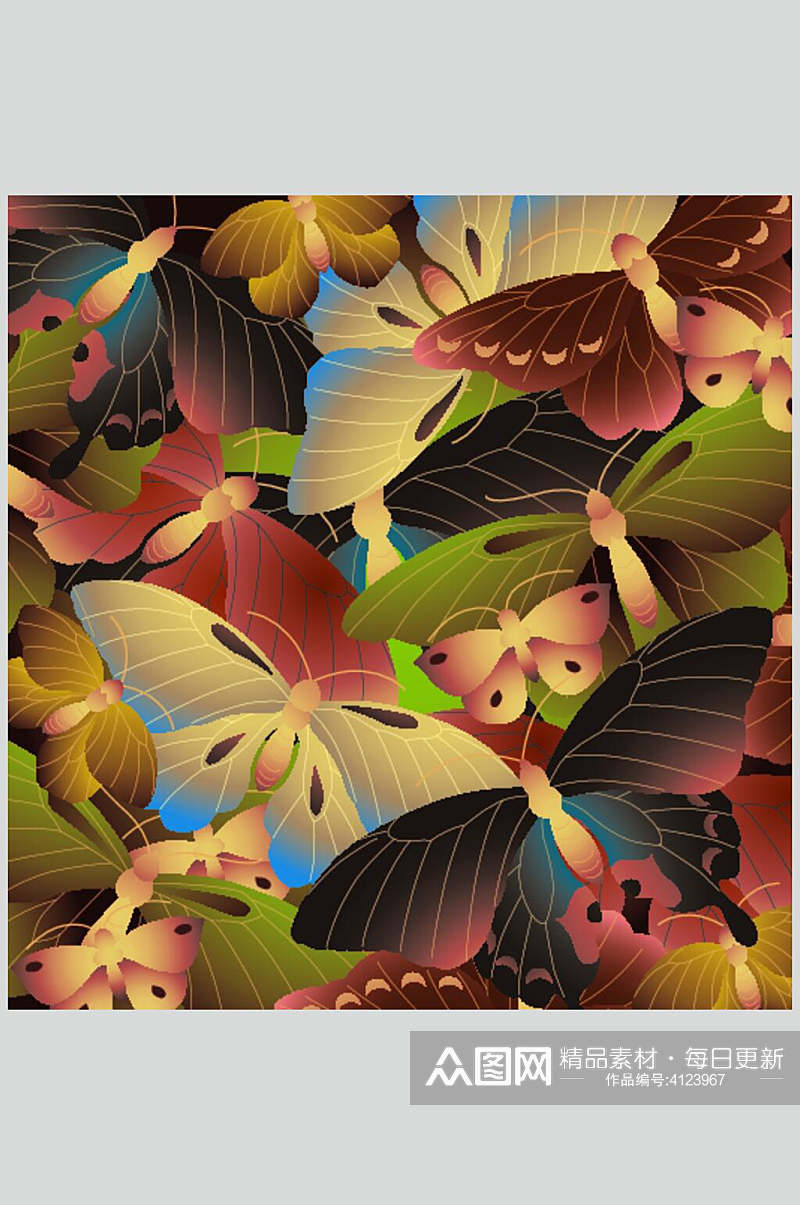 创意蝴蝶传统矢量花纹图案素材素材