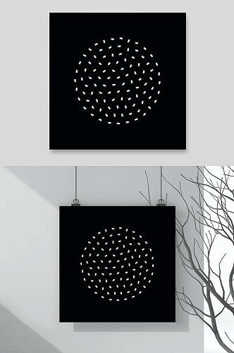 创意黑色白光球几何图形图案矢量素材