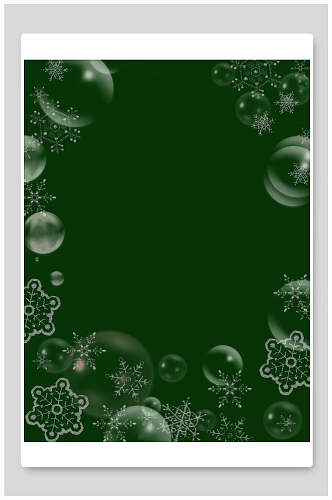 绿色唯美气泡雪花圣诞节背景