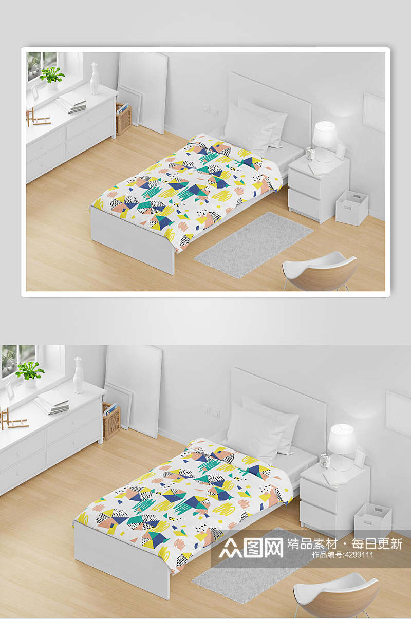 床单盆栽床上用品布艺展示样机素材