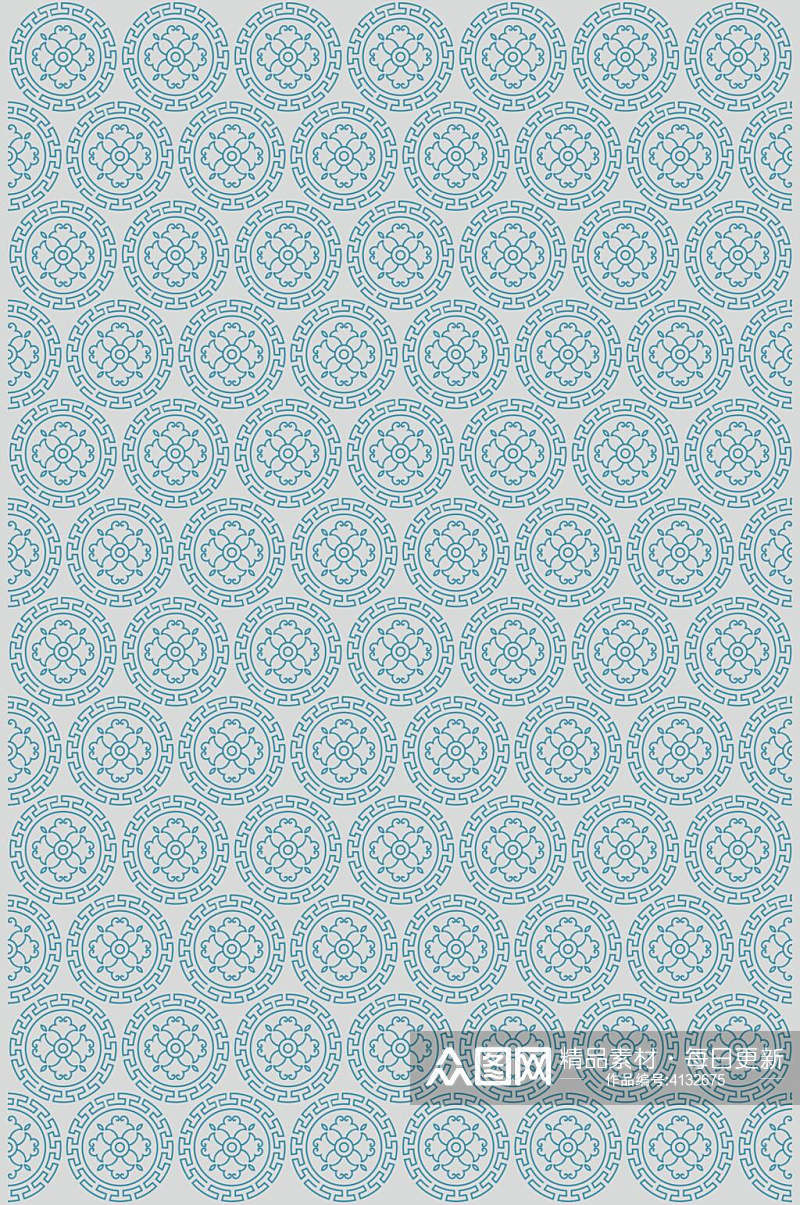 圆圈花朵蓝中国风底纹矢量素材素材