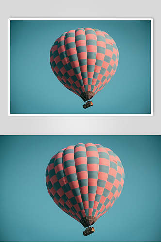 红蓝热气球风景图片