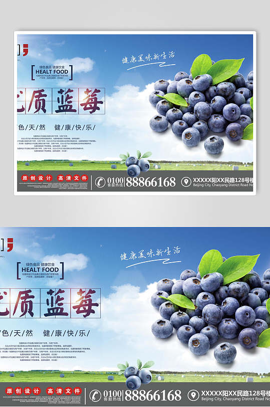 优质蓝莓水果展板