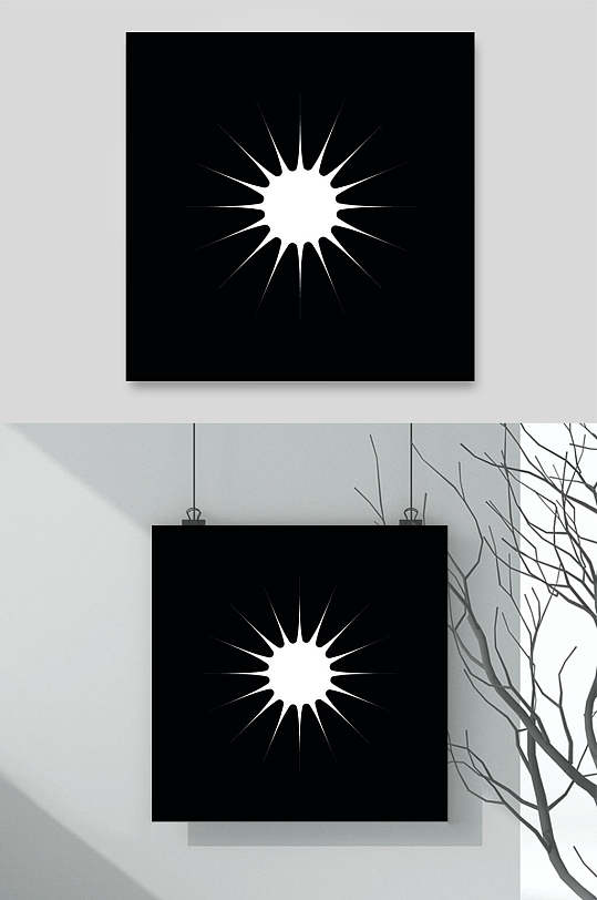 黑底几何图形图案矢量素材