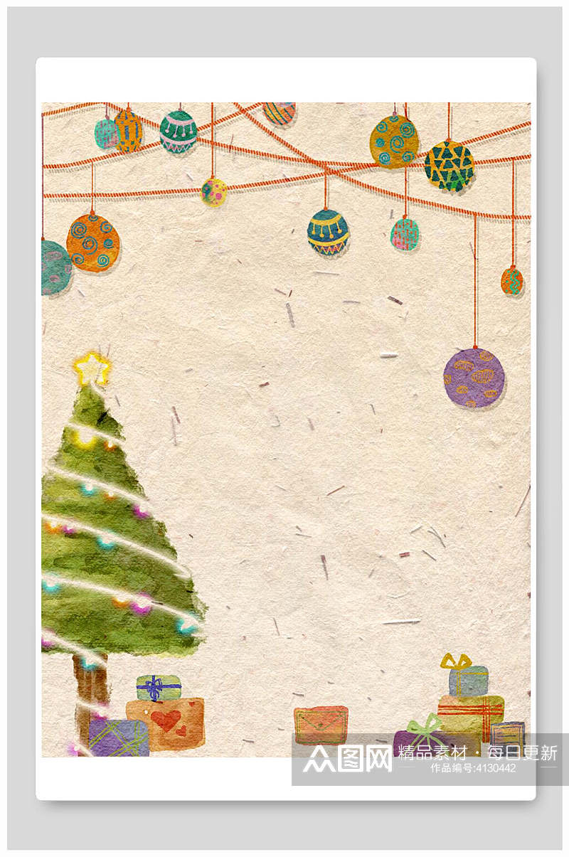 创意大气手绘圣诞树圣诞节背景素材