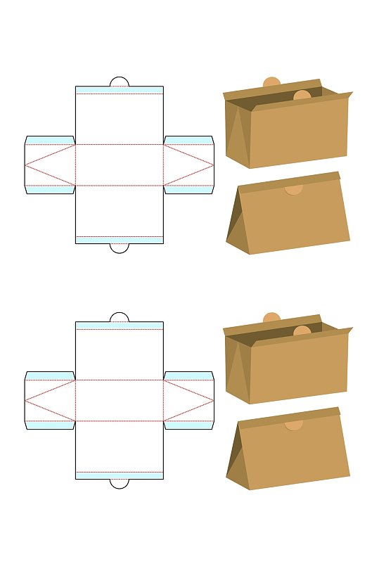 红线三角形食物包装矢量图纸