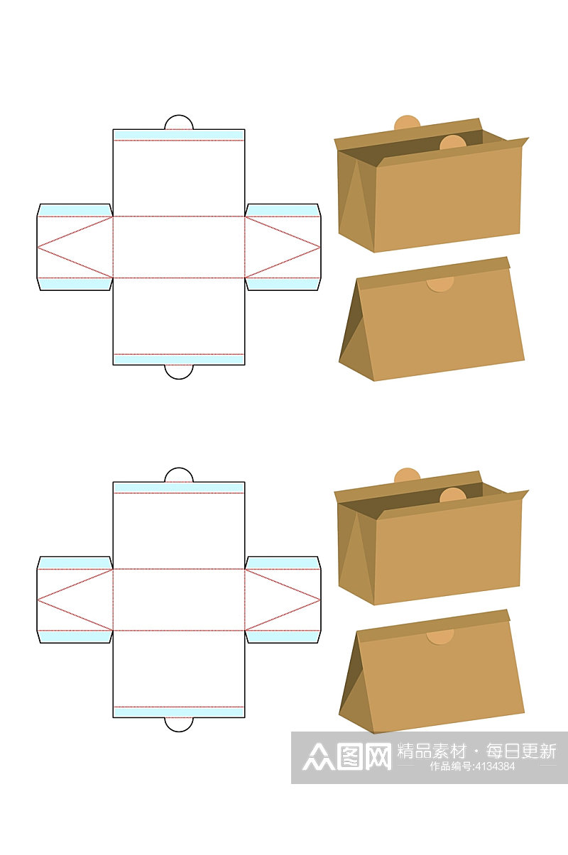 红线三角形食物包装矢量图纸素材