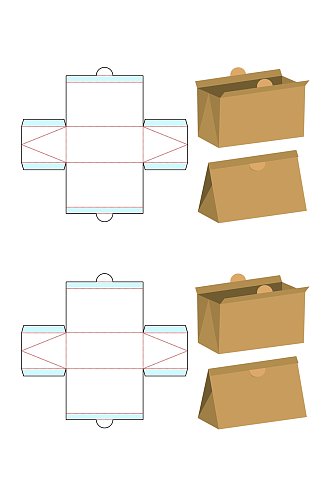 红线三角形食物包装矢量图纸
