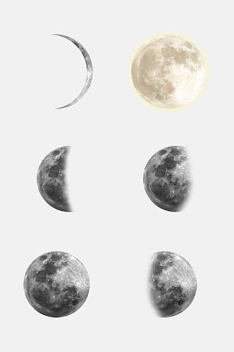 手绘圆圈灰色月像月亮免抠素材