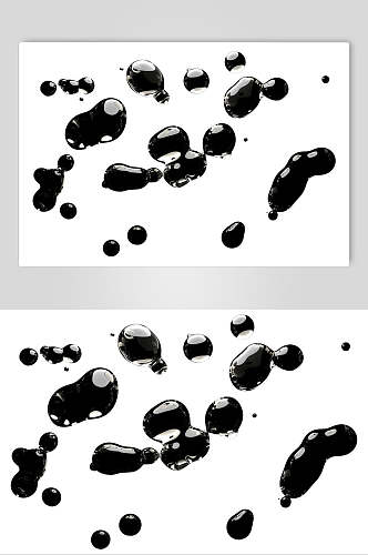 黑色气泡分散透明水滴素材