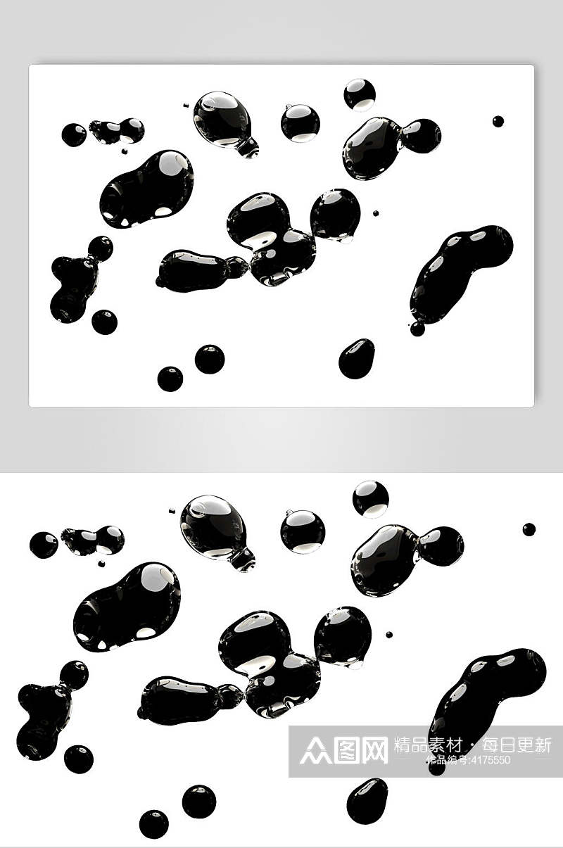 黑色气泡分散透明水滴素材素材