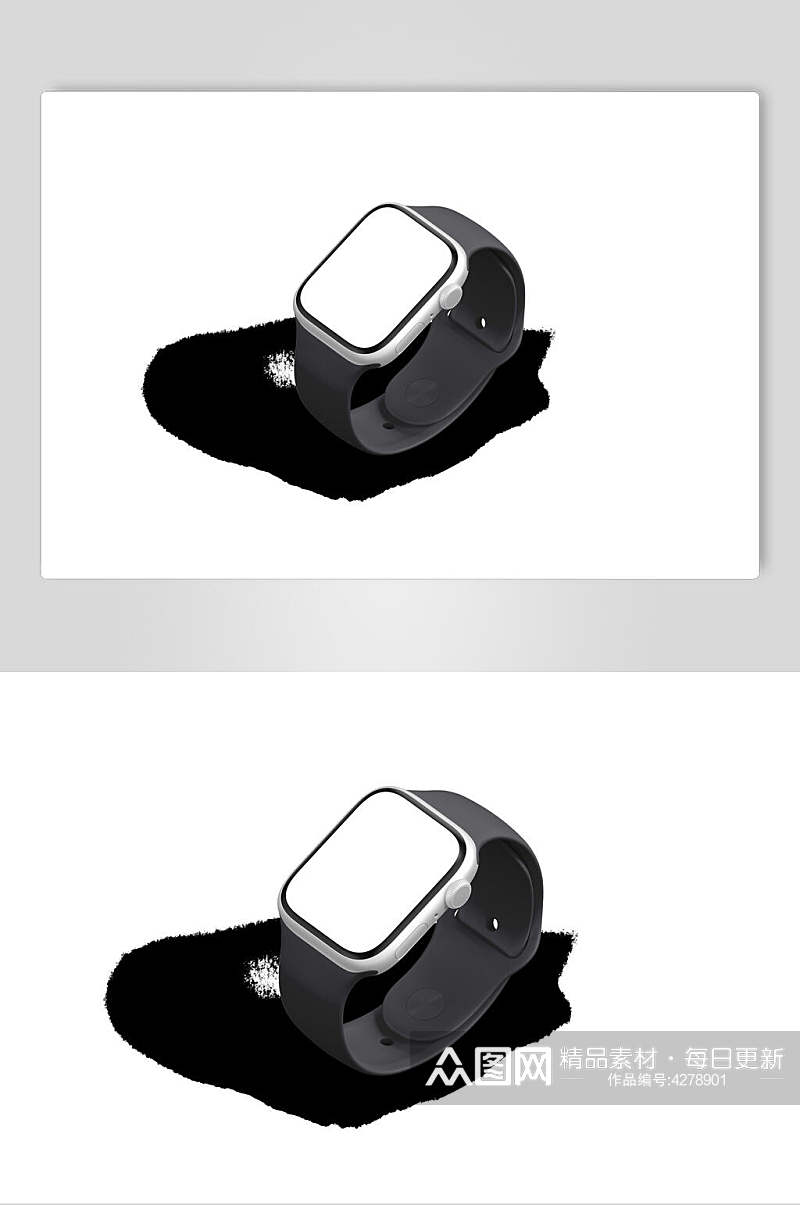 表带黑苹果手表可视化贴图样机素材