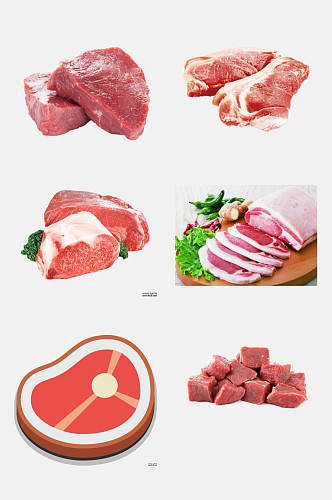 圆圈手绘生菜生鲜猪肉免抠素材