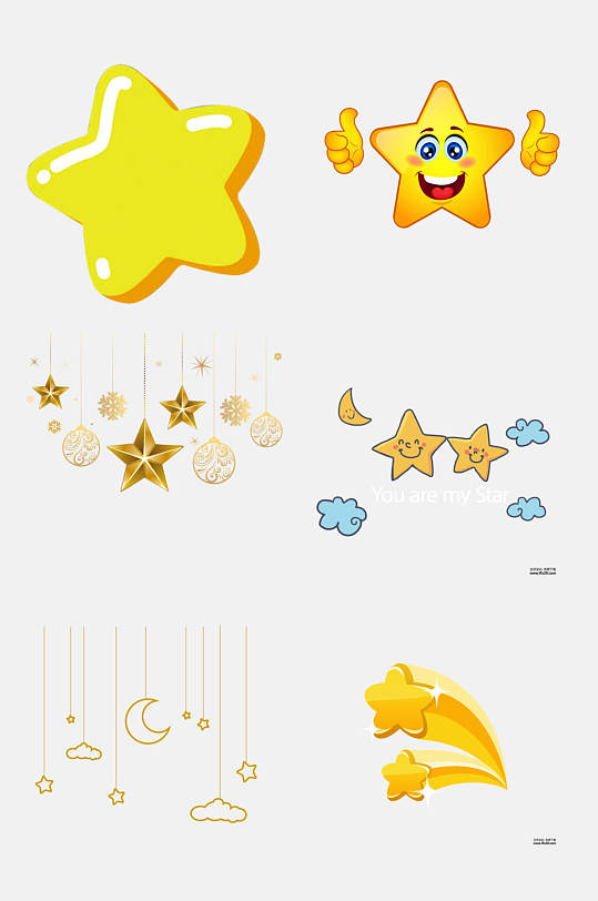 月亮黄色星星卡通图案免抠素材