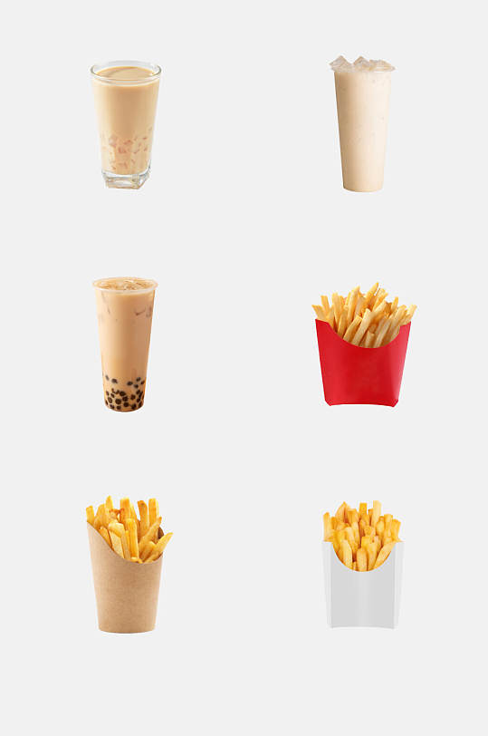 创意奶茶薯条可乐小吃免抠素材