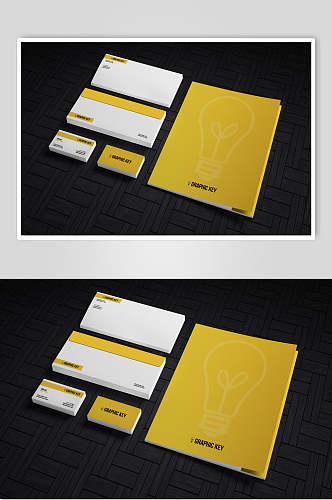 纸张卡片长方形黄色品牌VI样机