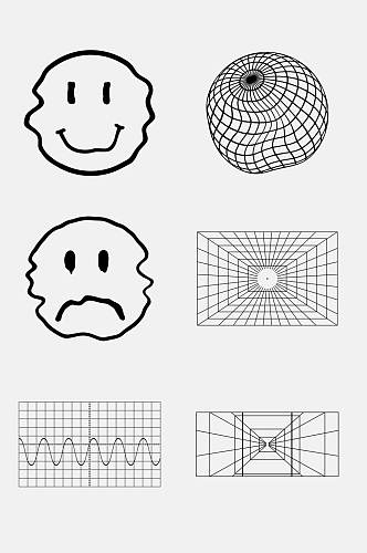 波纹表情潮流几何图形免抠素材