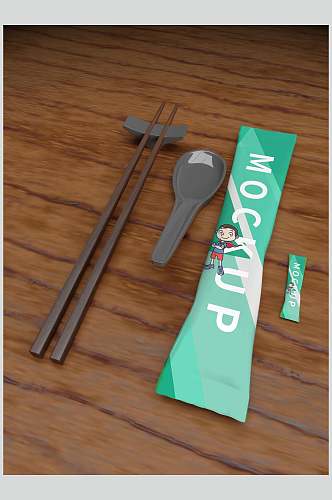 木地板一次性筷子勺子包装样机