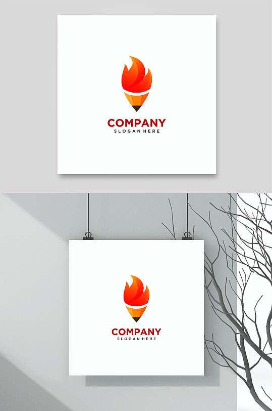图标铅笔红品牌LOGO标志矢量素材