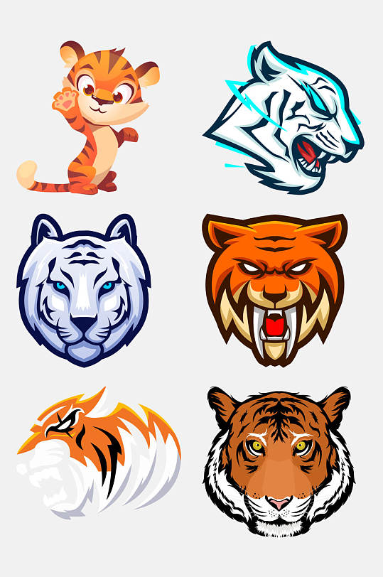 创意牙齿卡通可爱老虎免抠素材