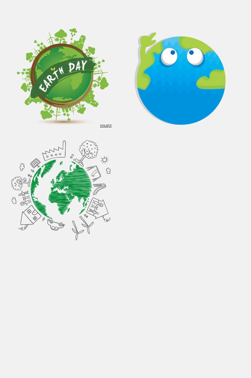 地球素描水彩画绿色环保图案免抠素材素材