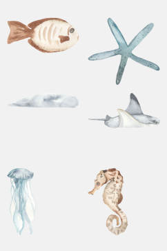 章鱼水母海马海底生物免抠素材