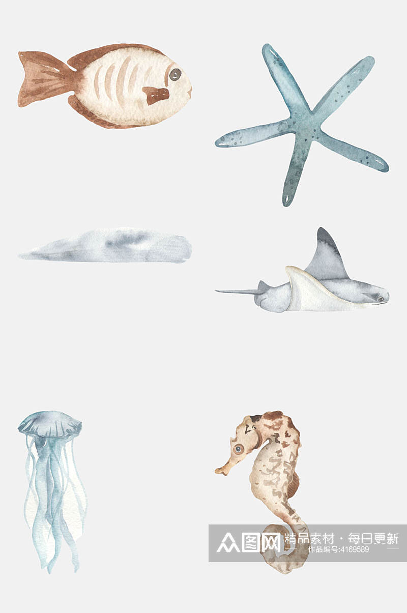 章鱼水母海马海底生物免抠素材素材