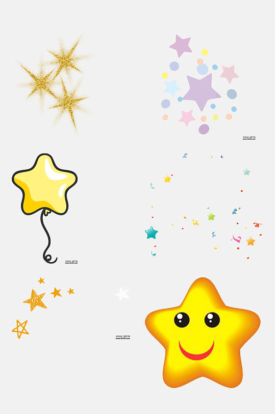 气球笑脸星星卡通图案免抠素材