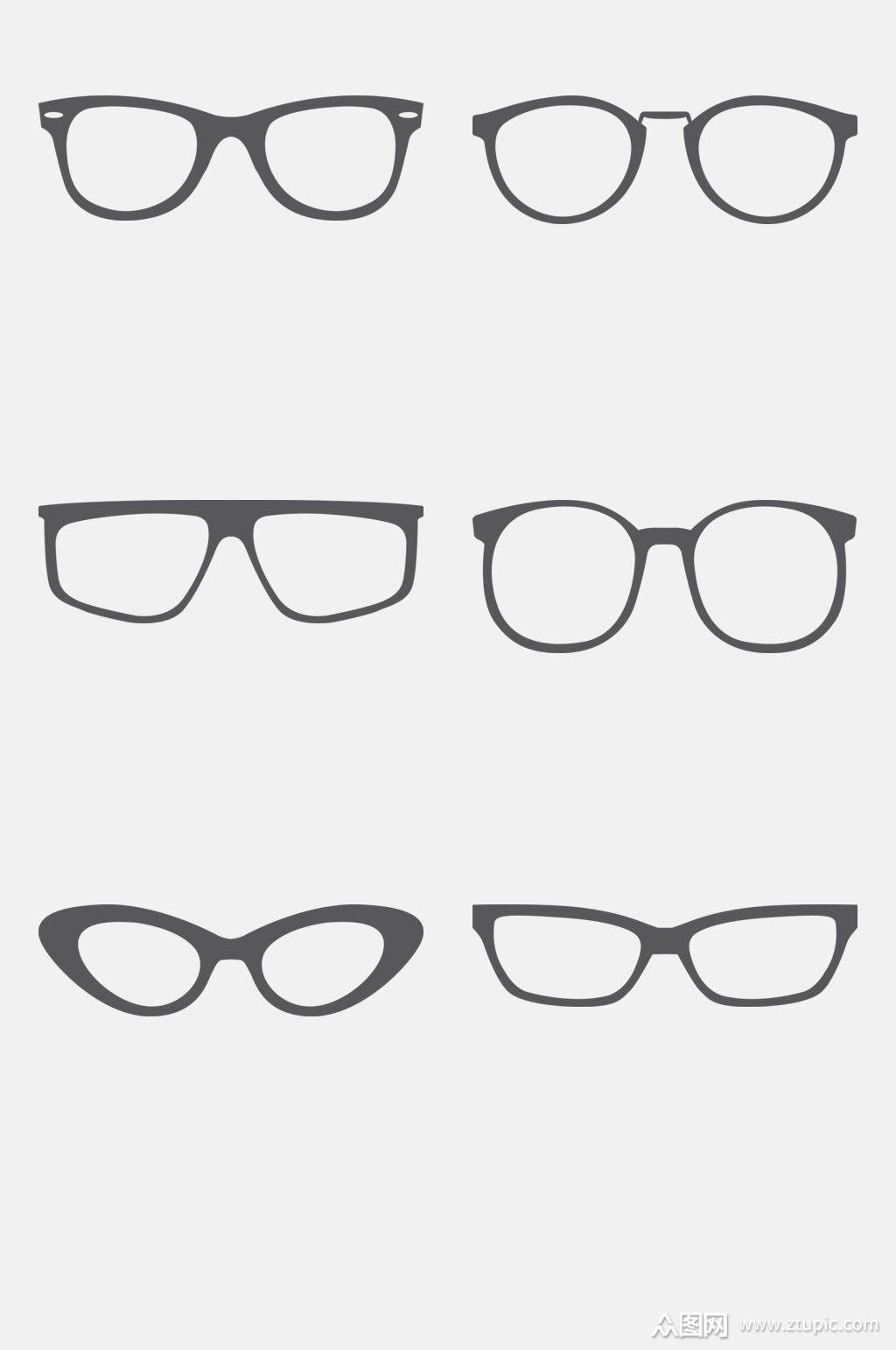 灰正视图加粗镜框眼镜免抠素材模板下载-编号4170212-众图网