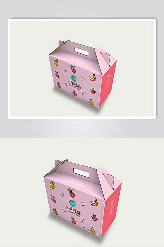 水果粉色手提箱纸箱礼品盒样机