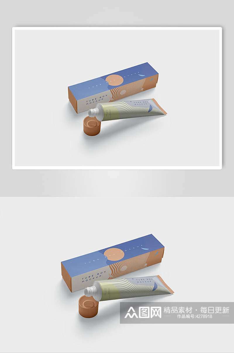 立体圆形盖子时尚牙膏包装样机素材