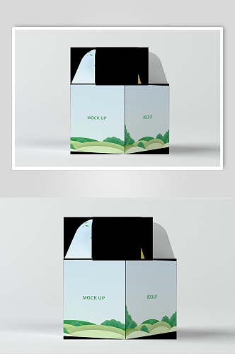 立体方形手提箱纸箱礼品盒样机